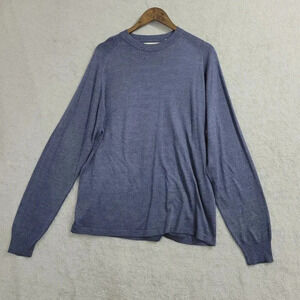 Pronto Uomo Mens Blue Long Sleeve Sweater L 100% Silk  10PT